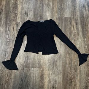 PLT super soft black cropped top